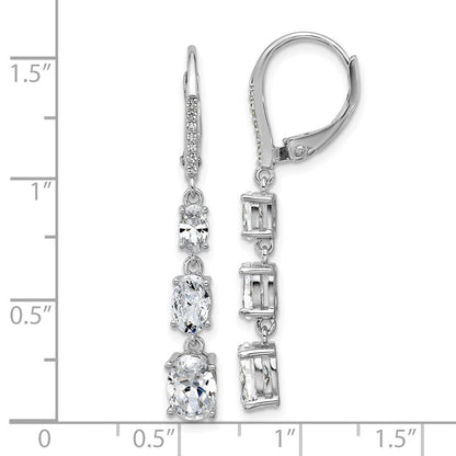 Sterlingsilber Cheryl M Rhodiniert Oval Zirkonia Brisur Ohrhänger