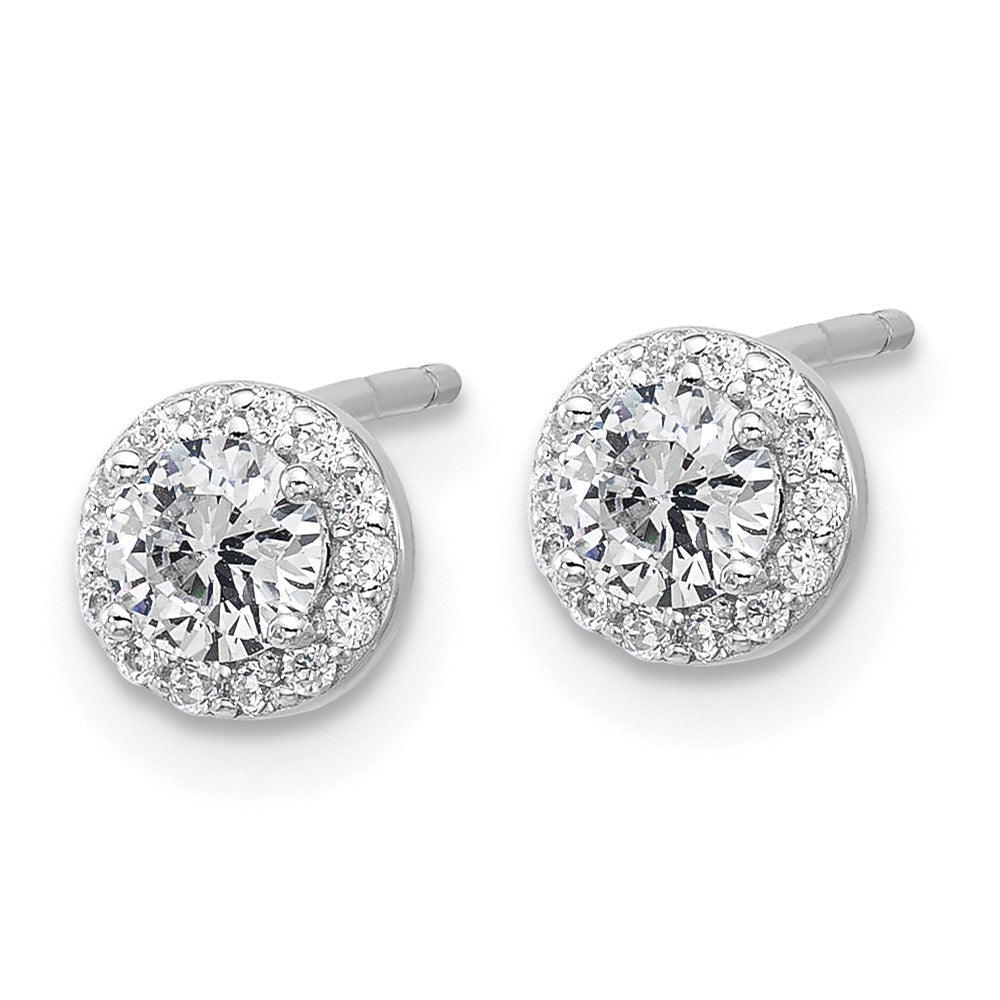 Sterlingsilber Cheryl M Rhodiniert Poliert Zirkonia Heiligenschein Ohrstecker