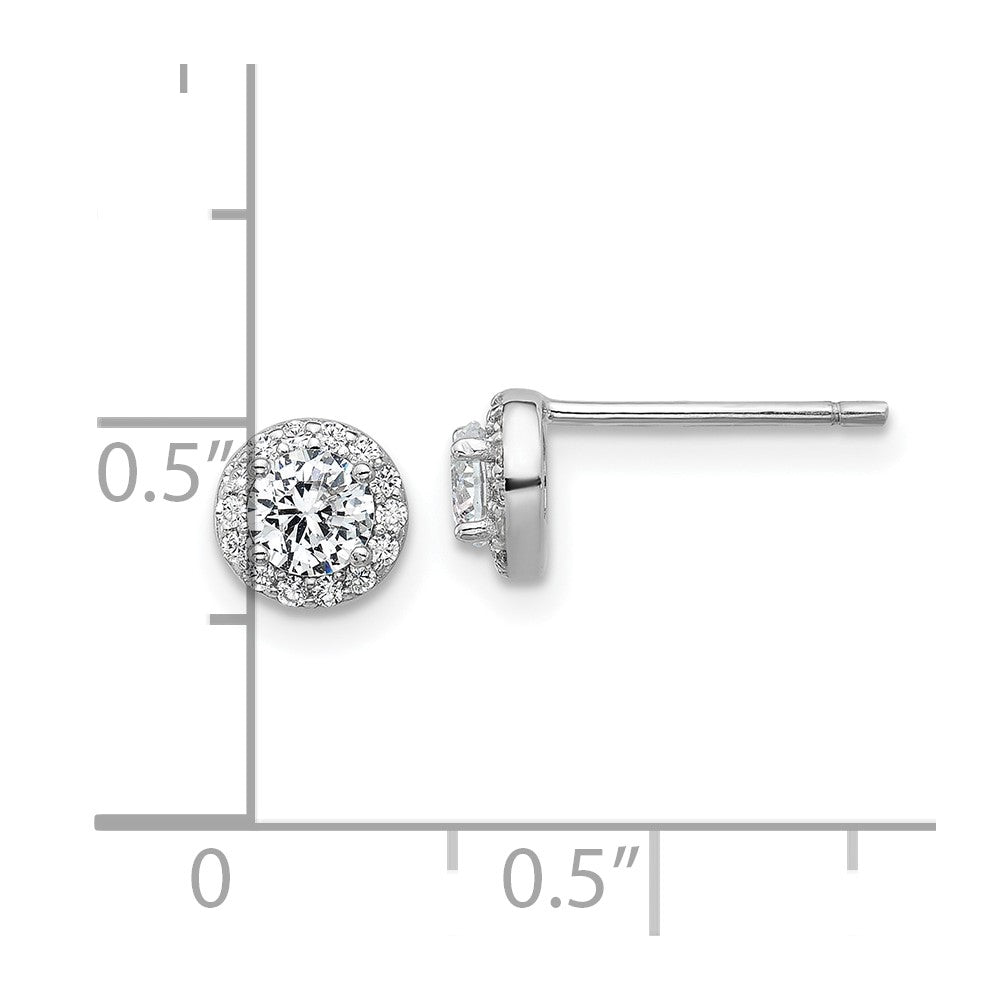 Sterlingsilber Cheryl M Rhodiniert Poliert Zirkonia Heiligenschein Ohrstecker