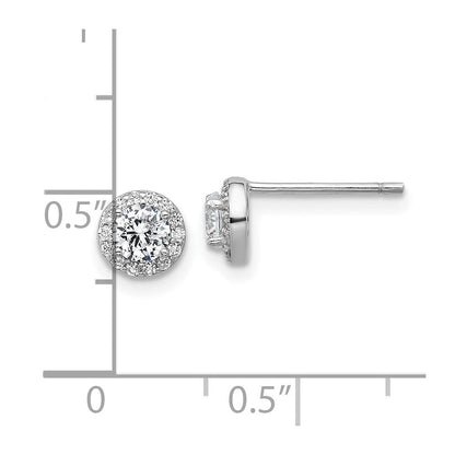 Sterlingsilber Cheryl M Rhodiniert Poliert Zirkonia Heiligenschein Ohrstecker