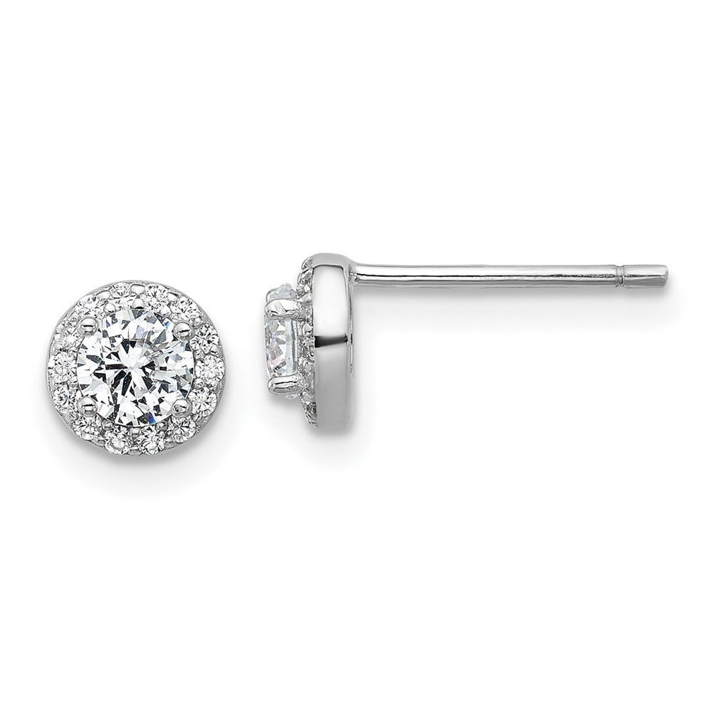 Sterlingsilber Cheryl M Rhodiniert Poliert Zirkonia Heiligenschein Ohrstecker