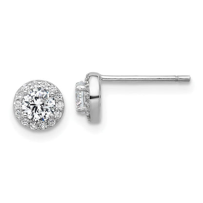 Sterlingsilber Cheryl M Rhodiniert Poliert Zirkonia Heiligenschein Ohrstecker