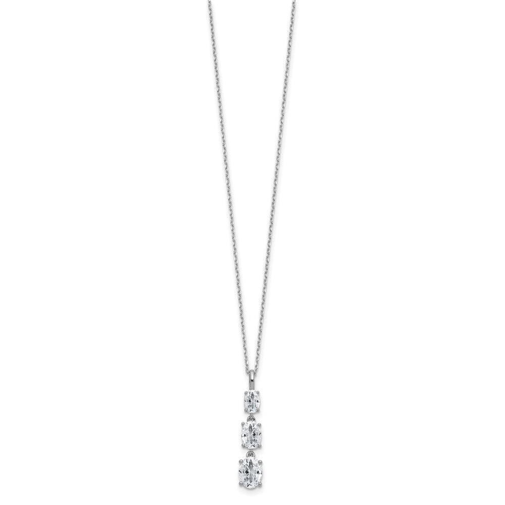Sterlingsilber Cheryl M Rhodiniert Poliert Abgestuft Oval Zirkonia Halskette