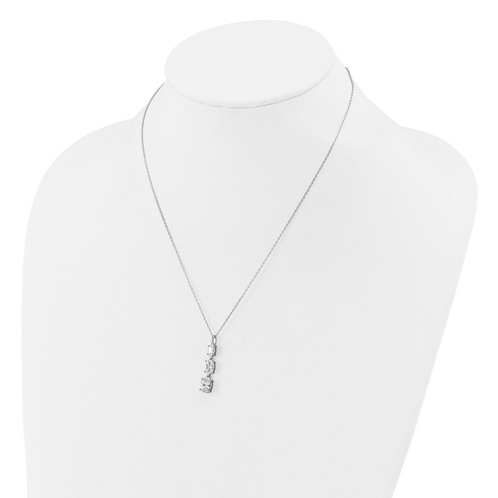 Sterlingsilber Cheryl M Rhodiniert Poliert Abgestuft Oval Zirkonia Halskette