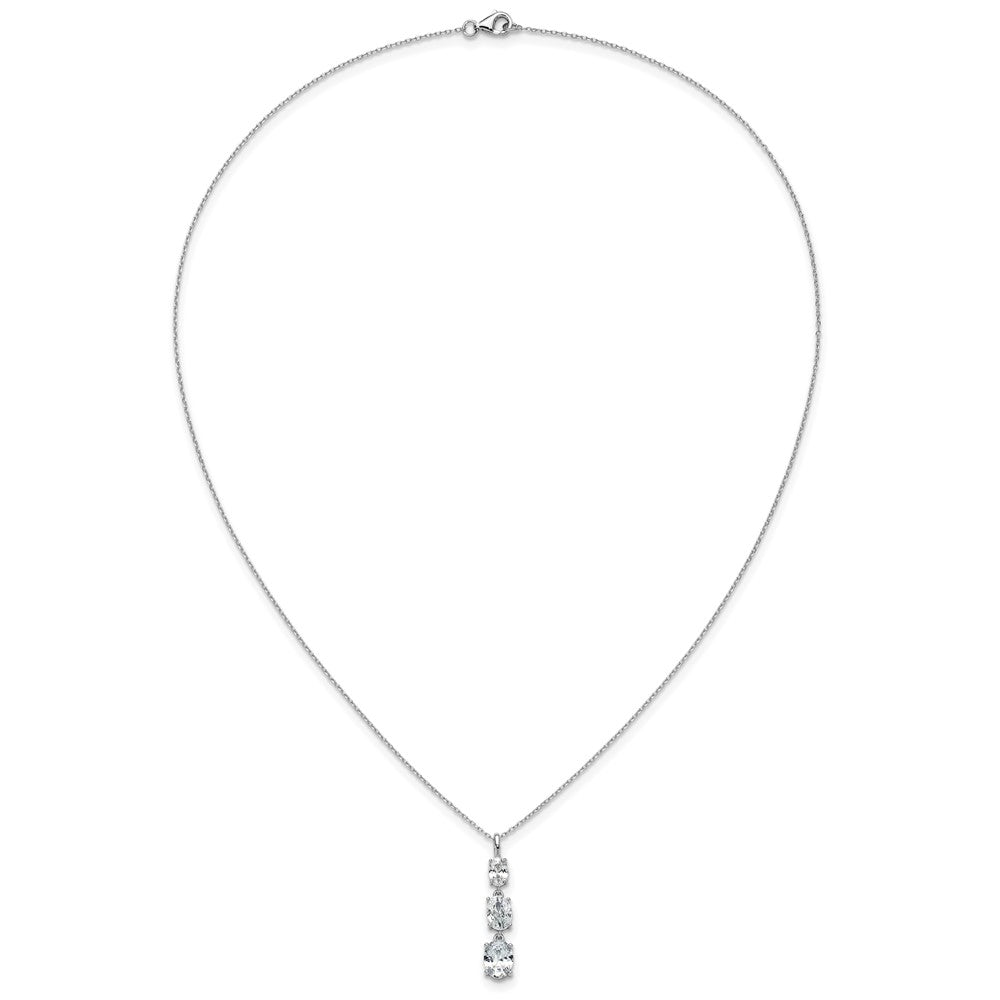 Sterlingsilber Cheryl M Rhodiniert Poliert Abgestuft Oval Zirkonia Halskette
