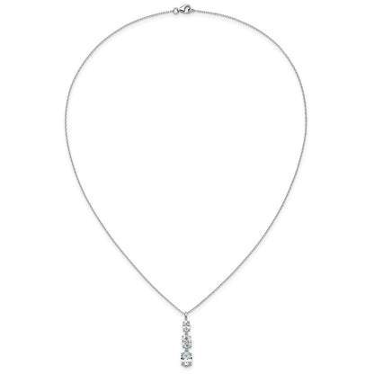 Sterlingsilber Cheryl M Rhodiniert Poliert Abgestuft Oval Zirkonia Halskette
