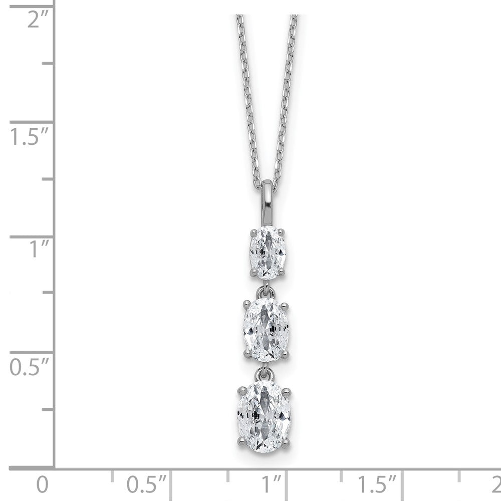 Sterlingsilber Cheryl M Rhodiniert Poliert Abgestuft Oval Zirkonia Halskette