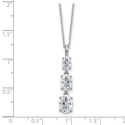 Sterlingsilber Cheryl M Rhodiniert Poliert Abgestuft Oval Zirkonia Halskette