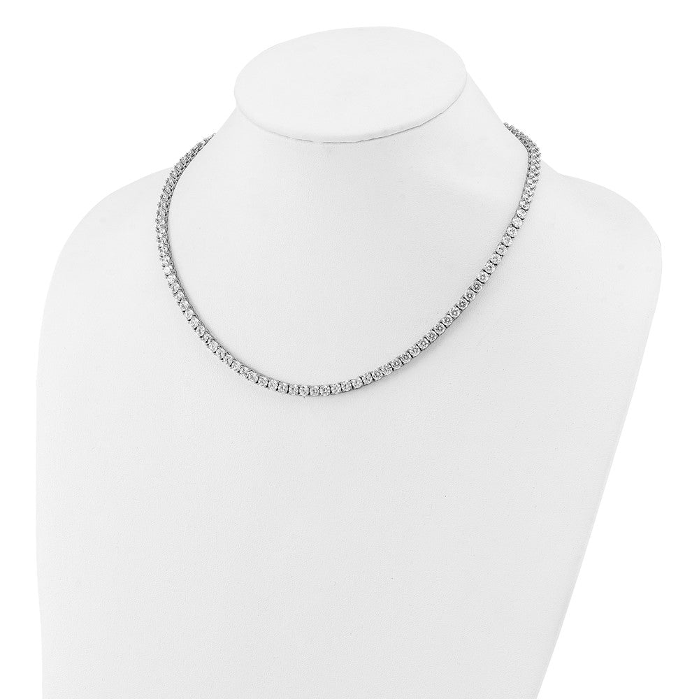 Sterlingsilber Cheryl M Rhodiniert 4mm Zirkonia mit Sicherheits Verschluss Tennis Halskette