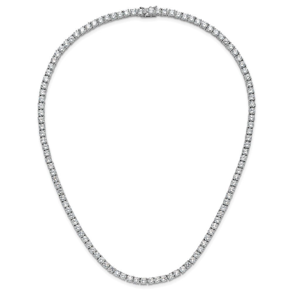 Sterlingsilber Cheryl M Rhodiniert 4mm Zirkonia mit Sicherheits Verschluss Tennis Halskette