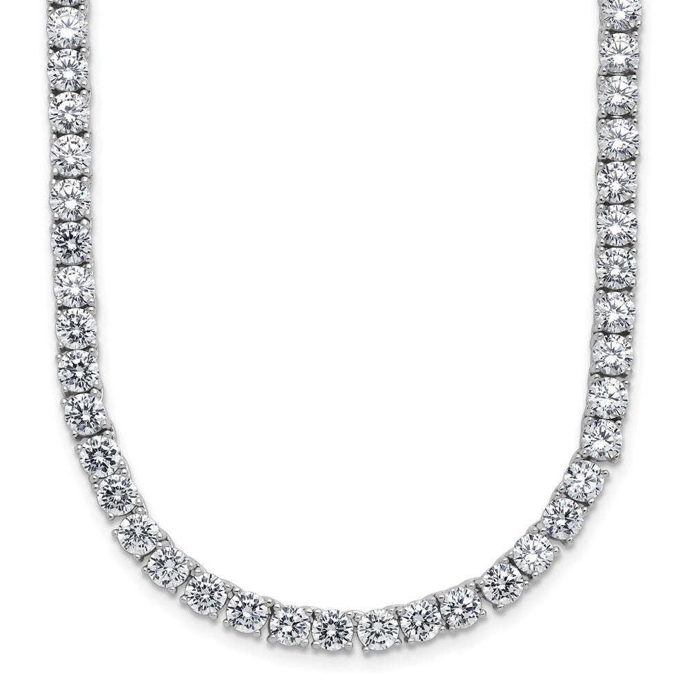 Sterlingsilber Cheryl M Rhodiniert 4mm Zirkonia mit Sicherheits Verschluss Tennis Halskette