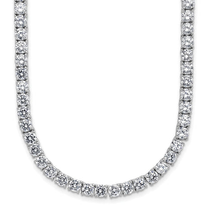 Sterlingsilber Cheryl M Rhodiniert 4mm Zirkonia mit Sicherheits Verschluss Tennis Halskette