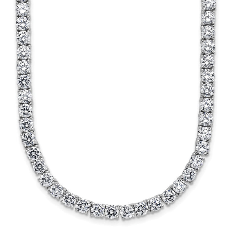 Sterlingsilber Cheryl M Rhodiniert 4mm Zirkonia mit Sicherheits Verschluss Tennis Halskette