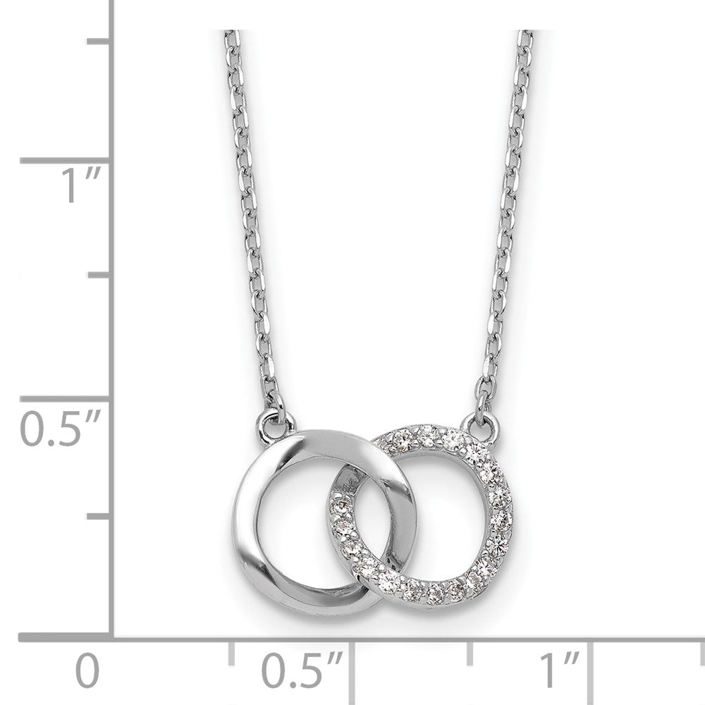 Sterlingsilber Cheryl M Rhodiniert Zirkonia Interlocking Ring Halskette