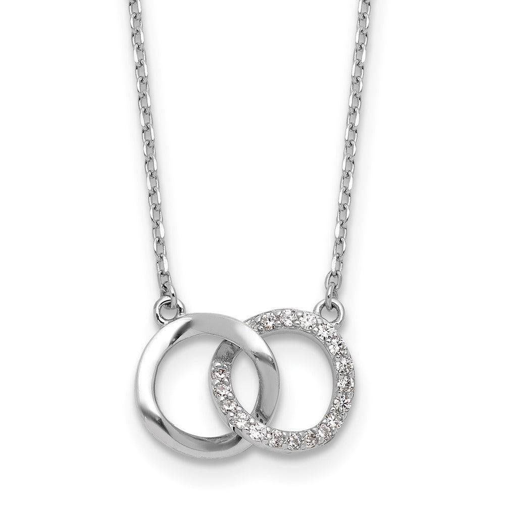 Sterlingsilber Cheryl M Rhodiniert Zirkonia Interlocking Ring Halskette