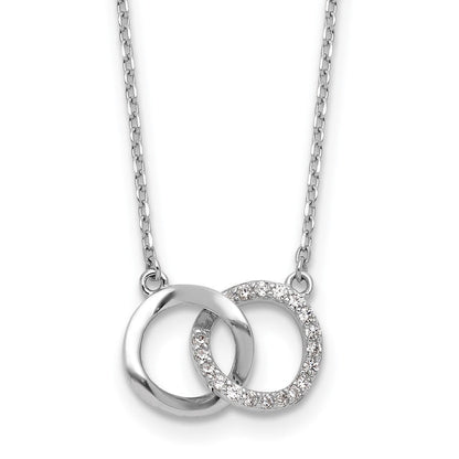 Sterlingsilber Cheryl M Rhodiniert Zirkonia Interlocking Ring Halskette