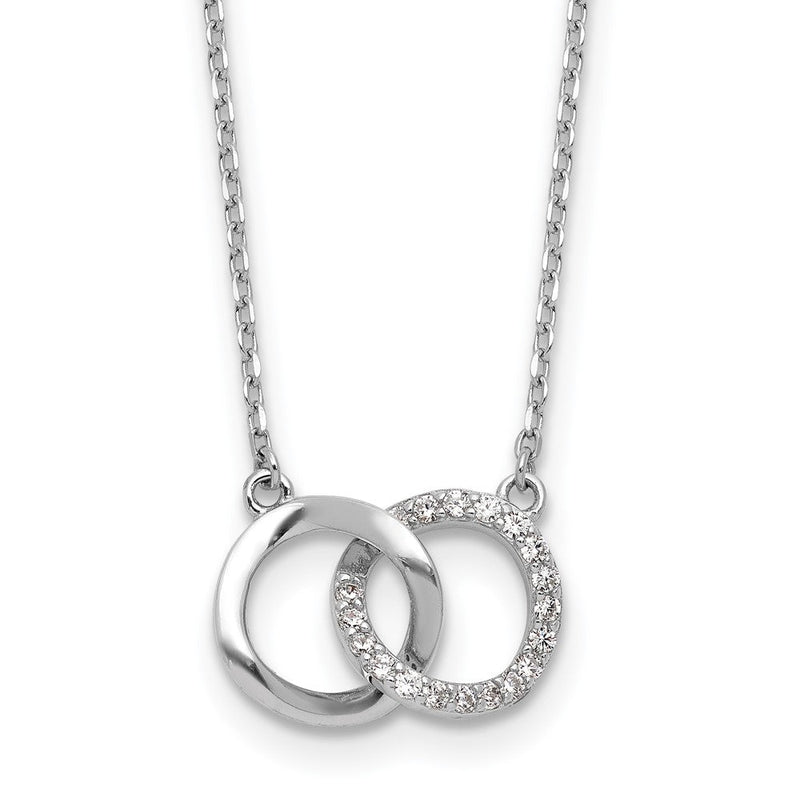 Sterlingsilber Cheryl M Rhodiniert Zirkonia Interlocking Ring Halskette