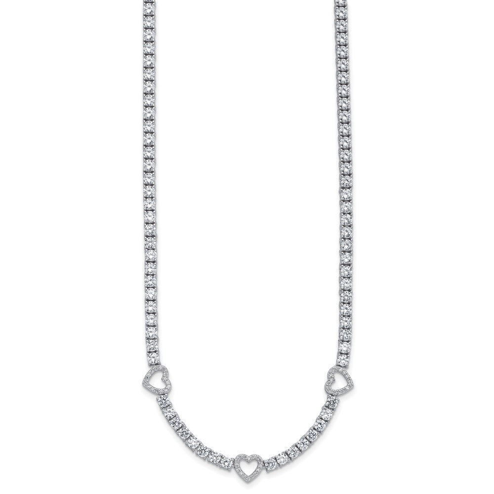 Sterlingsilber Cheryl M Rhodiniert Zirkonia Herzen Halskette