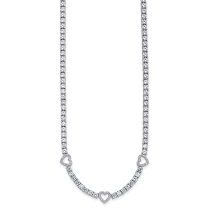 Sterlingsilber Cheryl M Rhodiniert Zirkonia Herzen Halskette