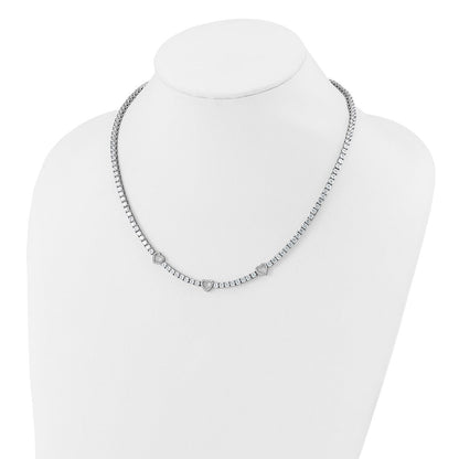 Sterlingsilber Cheryl M Rhodiniert Zirkonia Herzen Halskette