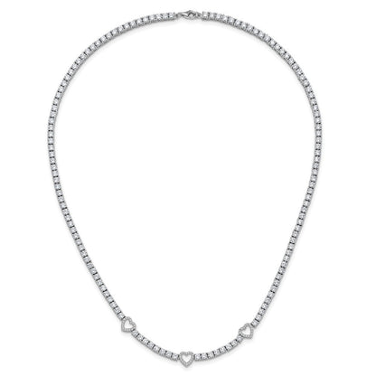 Sterlingsilber Cheryl M Rhodiniert Zirkonia Herzen Halskette