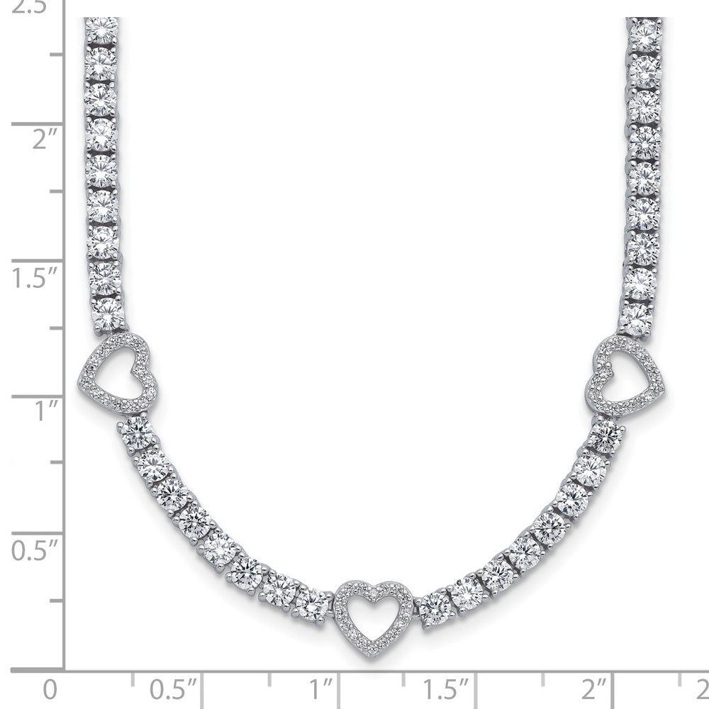 Sterlingsilber Cheryl M Rhodiniert Zirkonia Herzen Halskette
