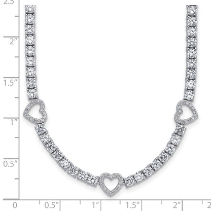 Sterlingsilber Cheryl M Rhodiniert Zirkonia Herzen Halskette