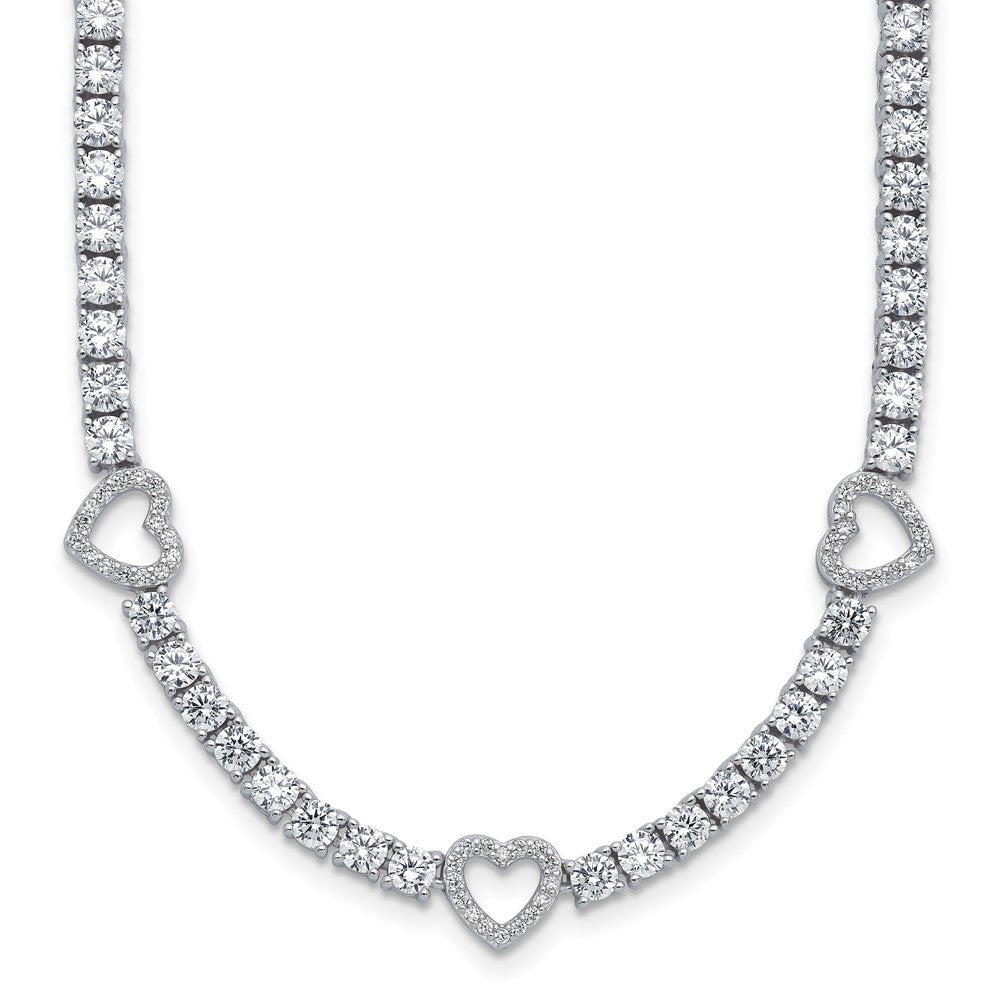 Sterlingsilber Cheryl M Rhodiniert Zirkonia Herzen Halskette