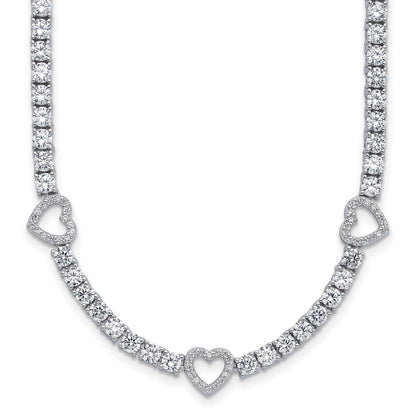 Sterlingsilber Cheryl M Rhodiniert Zirkonia Herzen Halskette