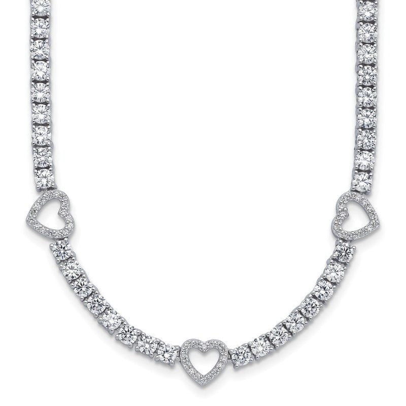 Sterlingsilber Cheryl M Rhodiniert Zirkonia Herzen Halskette