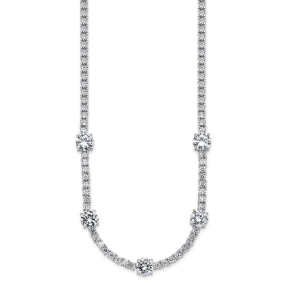Sterlingsilber Cheryl M Rhodiniert Zirkonia Station mit Sicherheits Verschluss Halskette