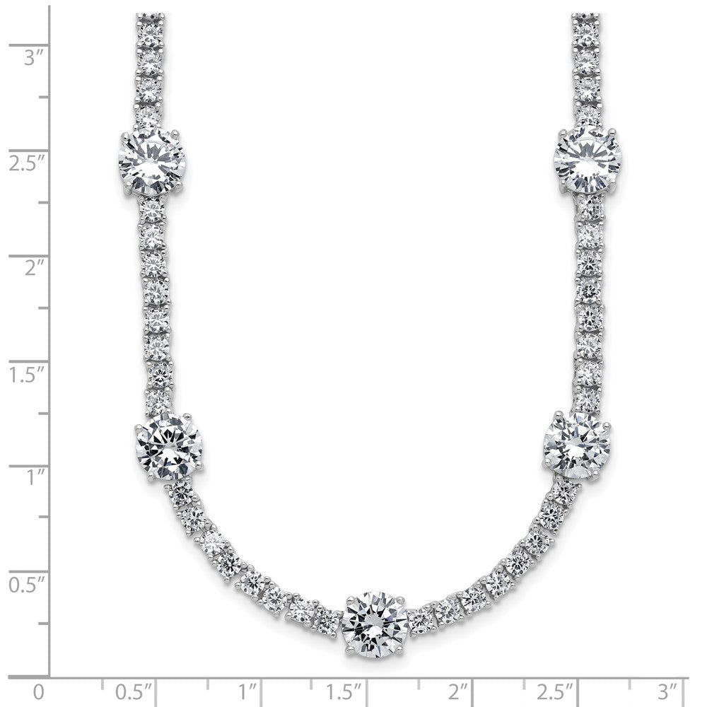 Sterlingsilber Cheryl M Rhodiniert Zirkonia Station mit Sicherheits Verschluss Halskette