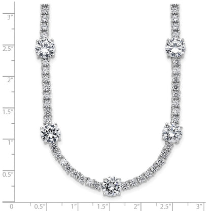 Sterlingsilber Cheryl M Rhodiniert Zirkonia Station mit Sicherheits Verschluss Halskette