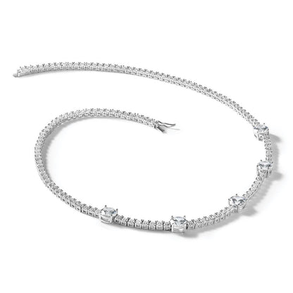 Sterlingsilber Cheryl M Rhodiniert Zirkonia Station mit Sicherheits Verschluss Halskette