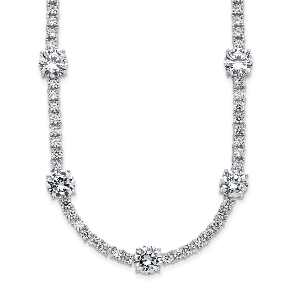 Sterlingsilber Cheryl M Rhodiniert Zirkonia Station mit Sicherheits Verschluss Halskette