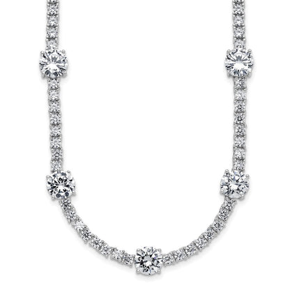 Sterlingsilber Cheryl M Rhodiniert Zirkonia Station mit Sicherheits Verschluss Halskette