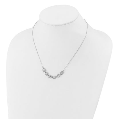 Sterlingsilber Cheryl M Rhodiniert Poliert & Gerillt Zirkonia Ovals Halskette