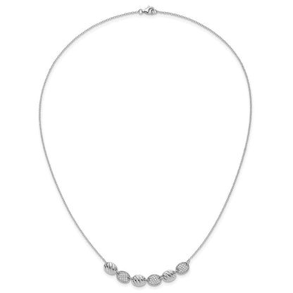 Sterlingsilber Cheryl M Rhodiniert Poliert & Gerillt Zirkonia Ovals Halskette