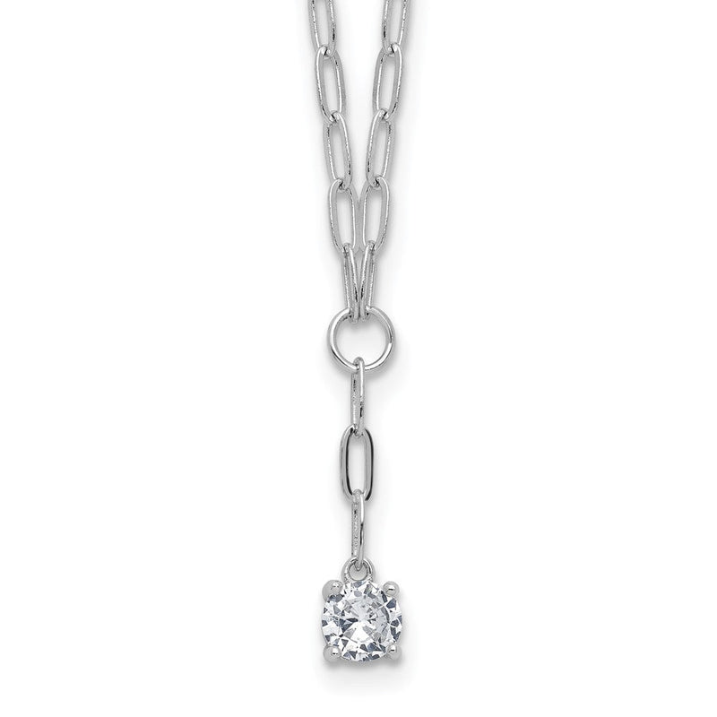 Sterlingsilber Cheryl M Rhodiniert Zirkonia Büroklammer Glieder Lariat Halskette