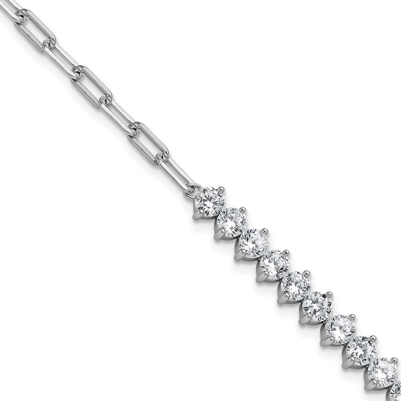 Sterlingsilber Cheryl M Rhodiniert Fantasie Zirkonia & Büroklammer Glieder Armband