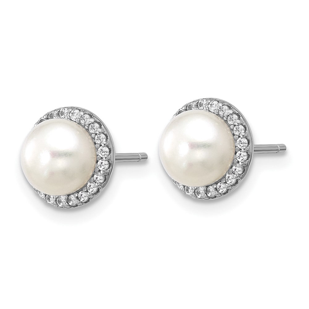 Sterlingsilber Cheryl M Rhodiniert Süßwasser Zuchtperle & Zirkonia Ohrstecker