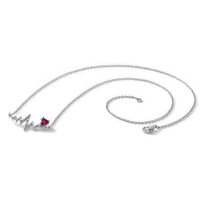 Sterlingsilber Cheryl M Rhodiniert Erzeugt Rubin & Zirkonia Heartbeat Halskette