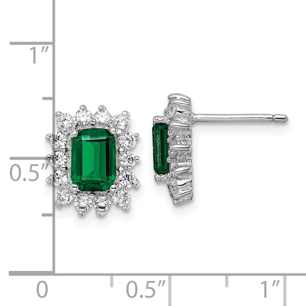 Sterlingsilber Cheryl M Rhodiniert Poliert Grün & Weiß Zirkonia Ohrstecker