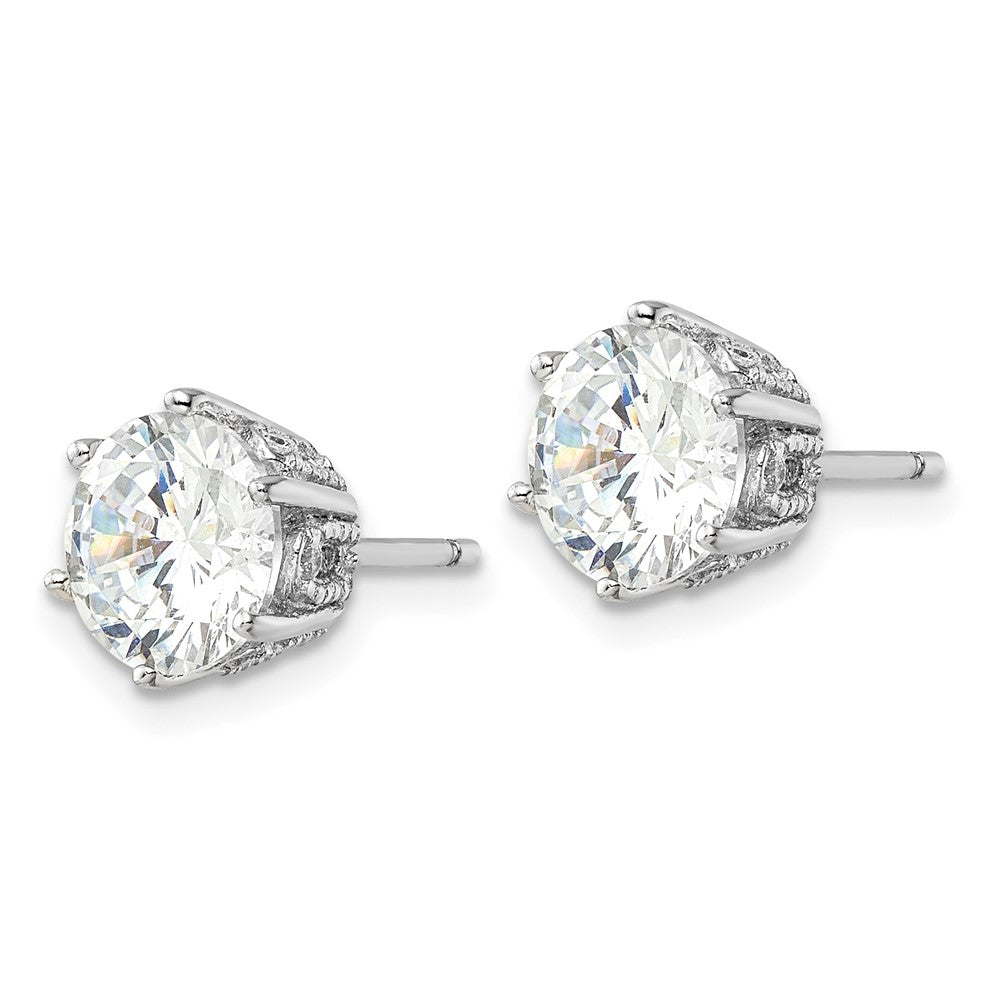 Sterlingsilber Cheryl M Rhodiniert Poliert/textured Zirkonia Ohrstecker