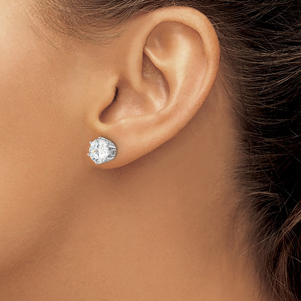 Sterlingsilber Cheryl M Rhodiniert Poliert/textured Zirkonia Ohrstecker