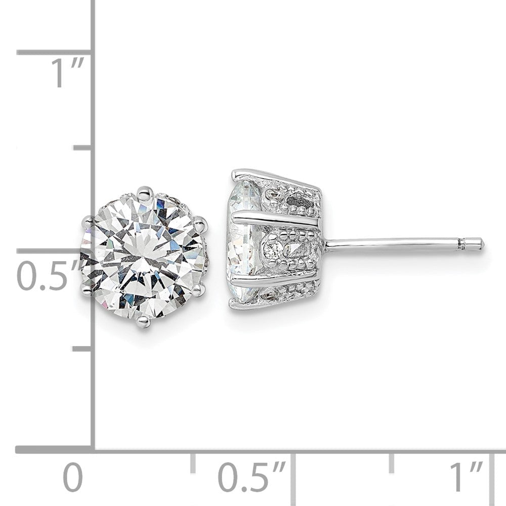 Sterlingsilber Cheryl M Rhodiniert Poliert/textured Zirkonia Ohrstecker