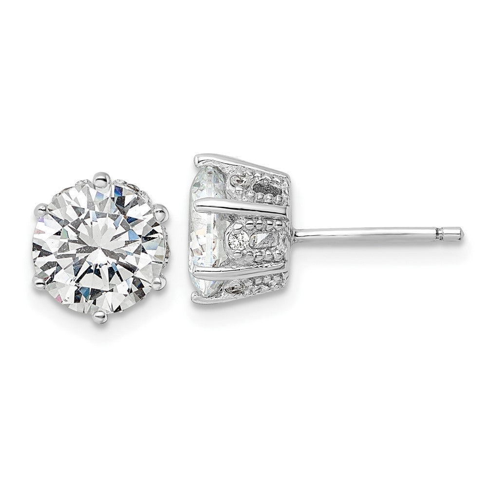 Sterlingsilber Cheryl M Rhodiniert Poliert/textured Zirkonia Ohrstecker
