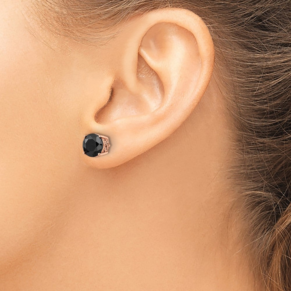 Sterlingsilber Cheryl M Rose Vergoldet Poliert Schwarz Zirkonia Ohrstecker