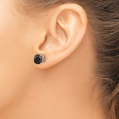 Sterlingsilber Cheryl M Rose Vergoldet Poliert Schwarz Zirkonia Ohrstecker