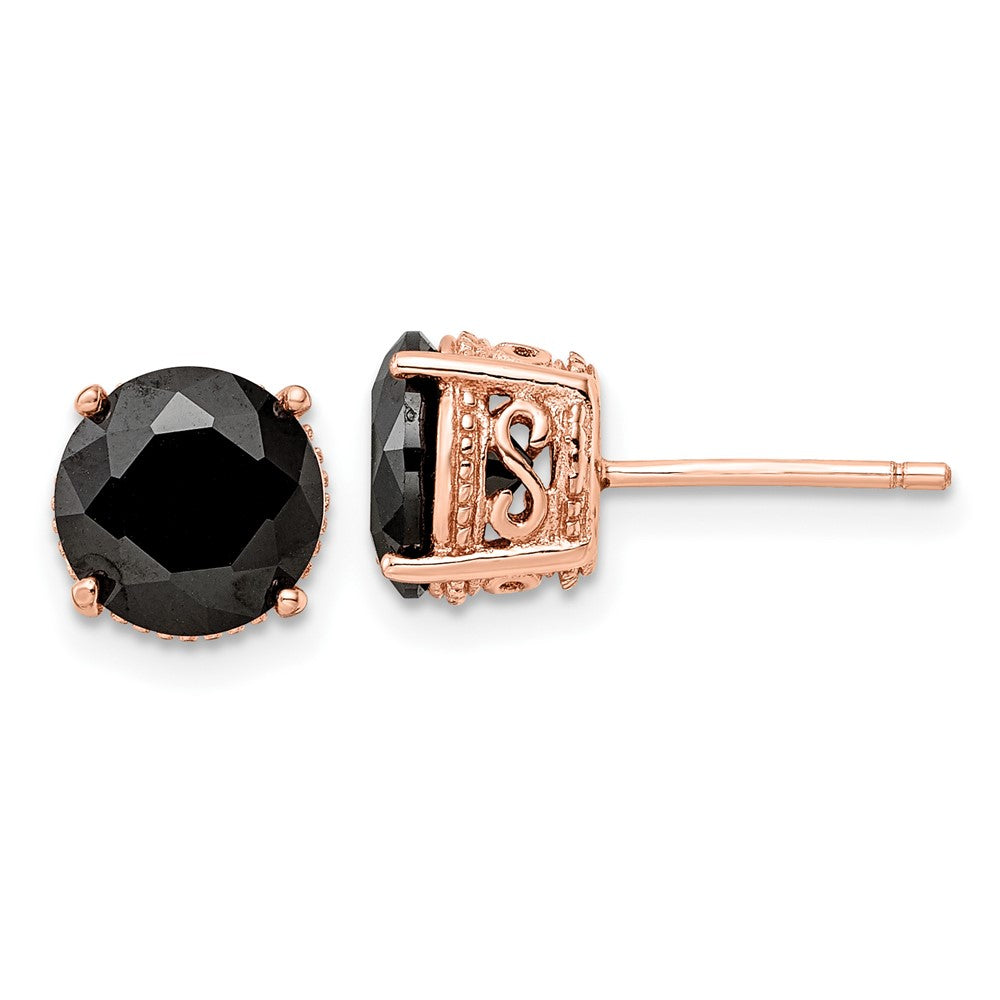Sterlingsilber Cheryl M Rose Vergoldet Poliert Schwarz Zirkonia Ohrstecker